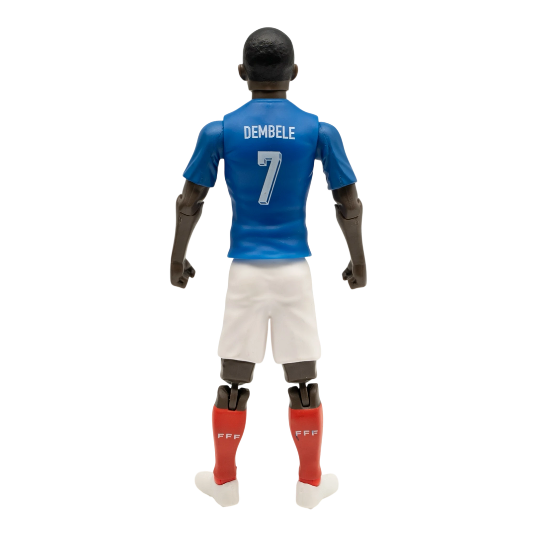 HypeSelection Banbo Toys Sockers Ousmane Dembele 20cm action figure in France home kit, back view with number 7.