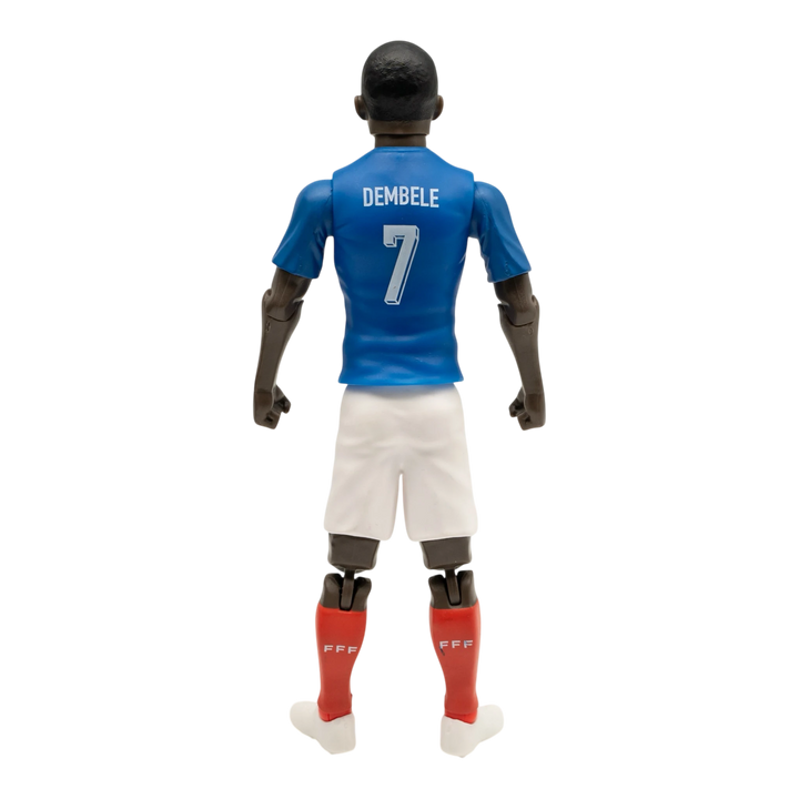 HypeSelection Banbo Toys Sockers Ousmane Dembele 20cm action figure in France home kit, back view with number 7.