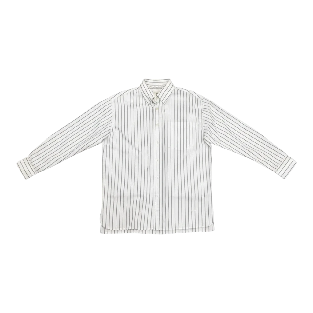HypeSelection: Off-white Oxford cotton oversized shirt with thin dark stripes and button-down collar.