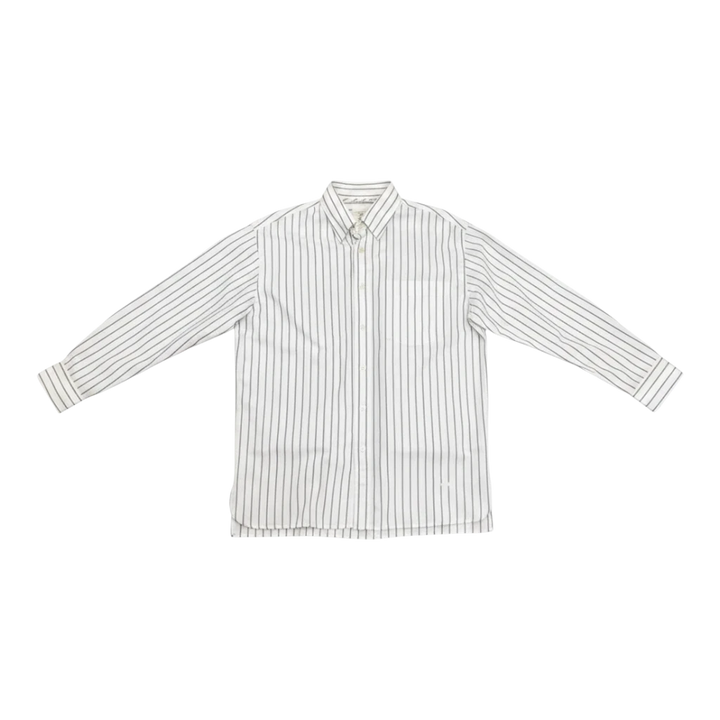 HypeSelection: Off-white Oxford cotton oversized shirt with thin dark stripes and button-down collar.