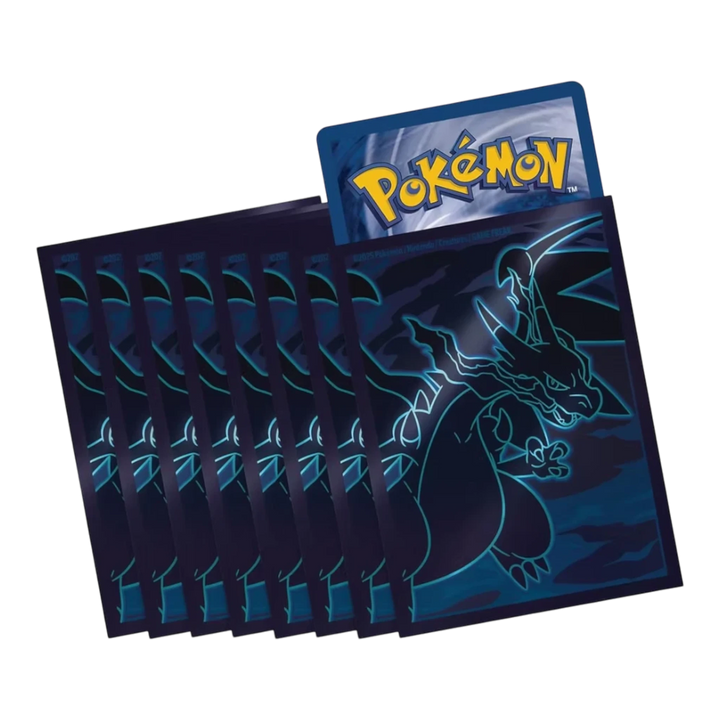 HypeSelection Phantasmal Flames Elite Trainer Box features dark blue card sleeves with a glowing Charizard design and the Pokémon logo.