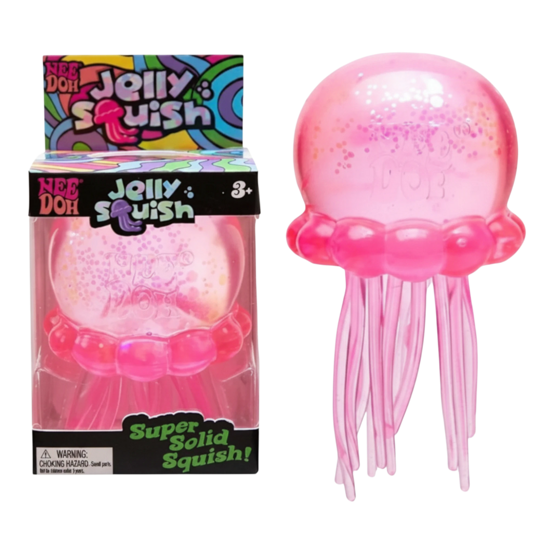 HypeSelection pink sparkly jellyfish squishy toy with glitter and wiggly tentacles.