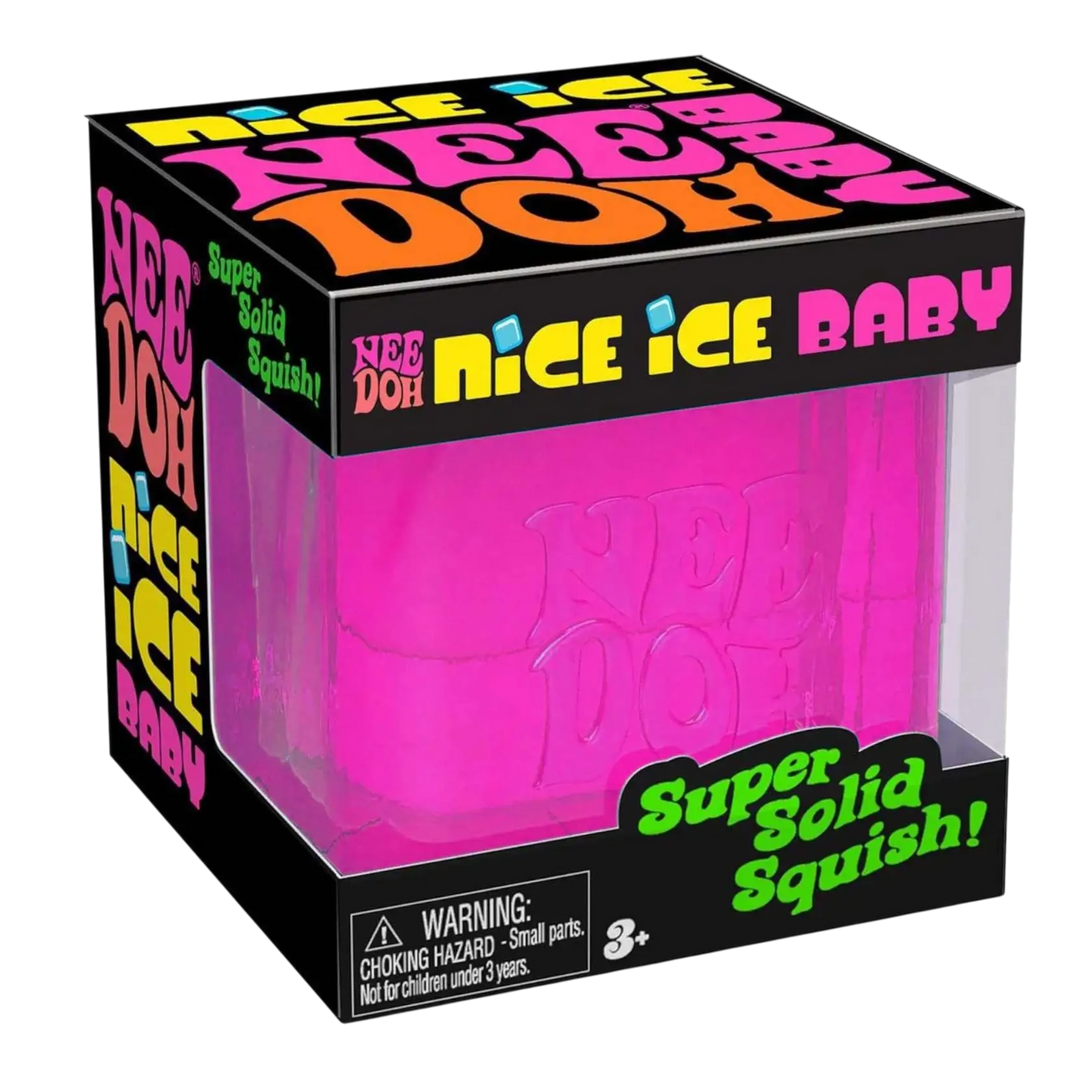 HypeSelection NeeDoh Ice Cube Mini in translucent pink, a squishy fidget toy with a slow-rebound texture.