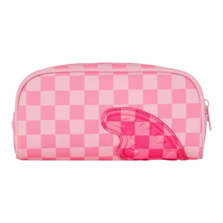 HypeSelection pink checkered pouch with a pink shark fin detail, ideal for streetwear style.