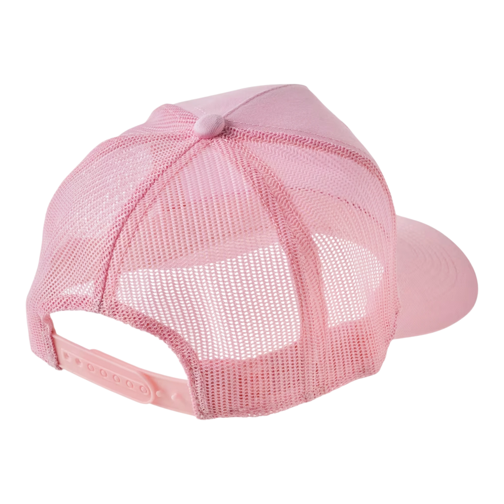 HypeSelection pink trucker cap with mesh back panels and adjustable snapback closure.