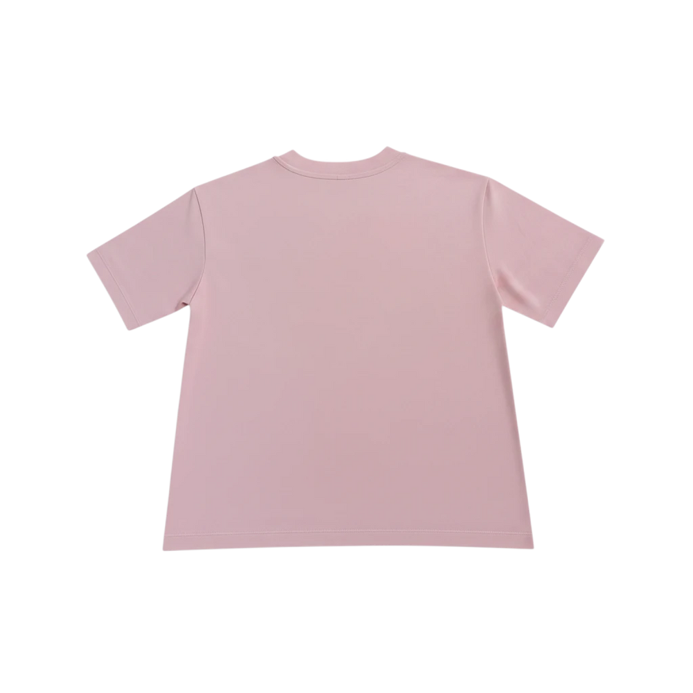 HypeSelection women's light pink AIRism cotton blend t-shirt with relaxed fit and side slits.