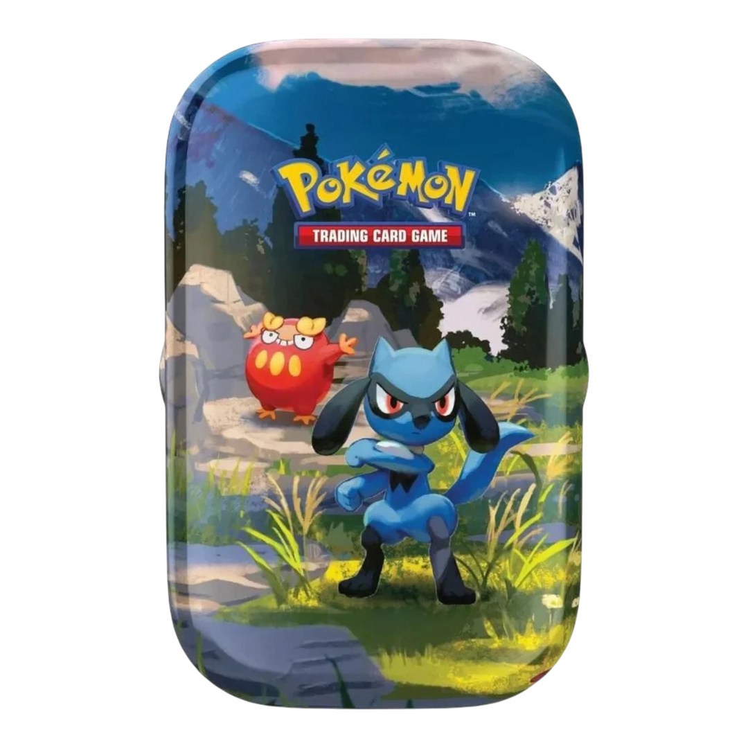 HypeSelection Pokémon TCG Ascended Heroes Mini Tin featuring Riolu and Darumaka artwork in a collectible metal case.