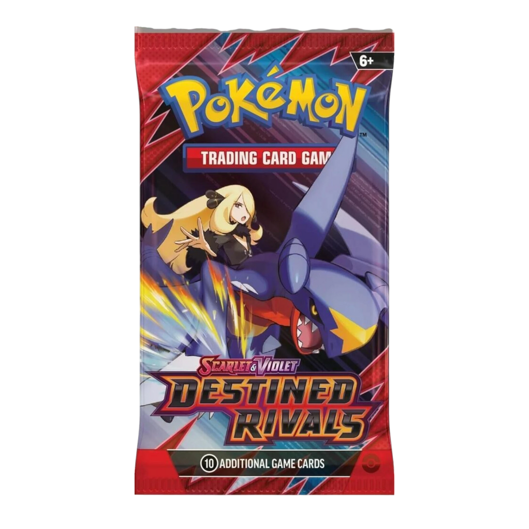 HypeSelection Pokémon TCG Scarlet & Violet Destined Rivals booster pack featuring Cynthia and Garchomp.
