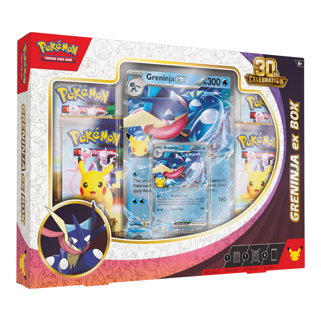 HypeSelection Pokémon TCG 30th Celebration Greninja ex box set with foil promo and oversize cards and booster packs