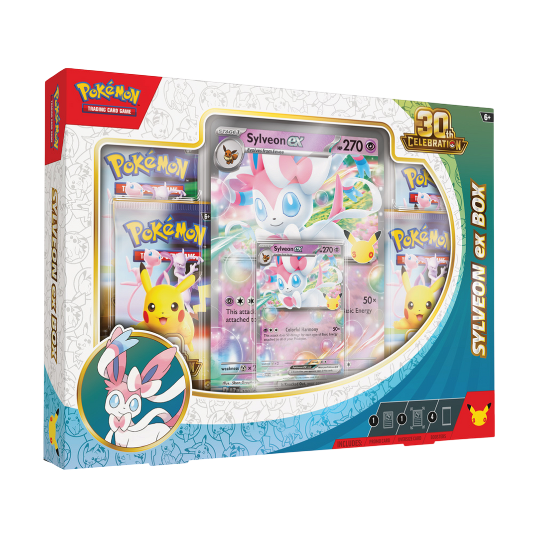 HypeSelection Pokémon TCG 30th Celebration Sylveon ex box with foil promo and oversize cards and booster packs
