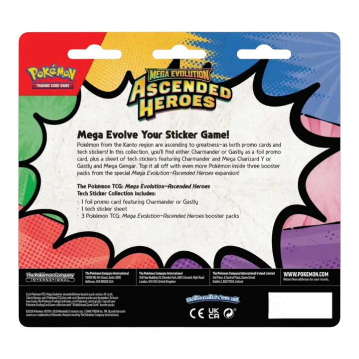 HypeSelection Pokémon TCG Mega Evolution – Ascended Heroes 3-Pack Blister with Charmander promo card and stickers.