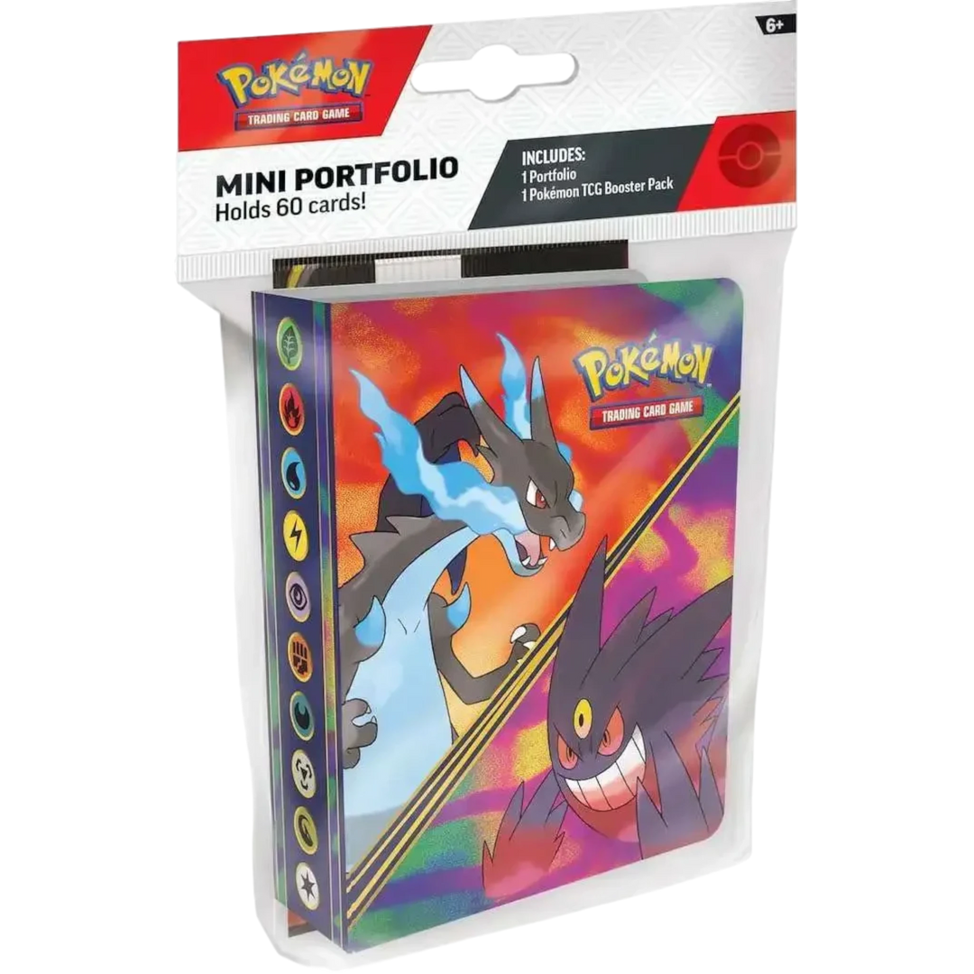 HypeSelection Pokémon TCG Phantasmal Flames mini portfolio featuring Mega Charizard X and Mega Gengar artwork.