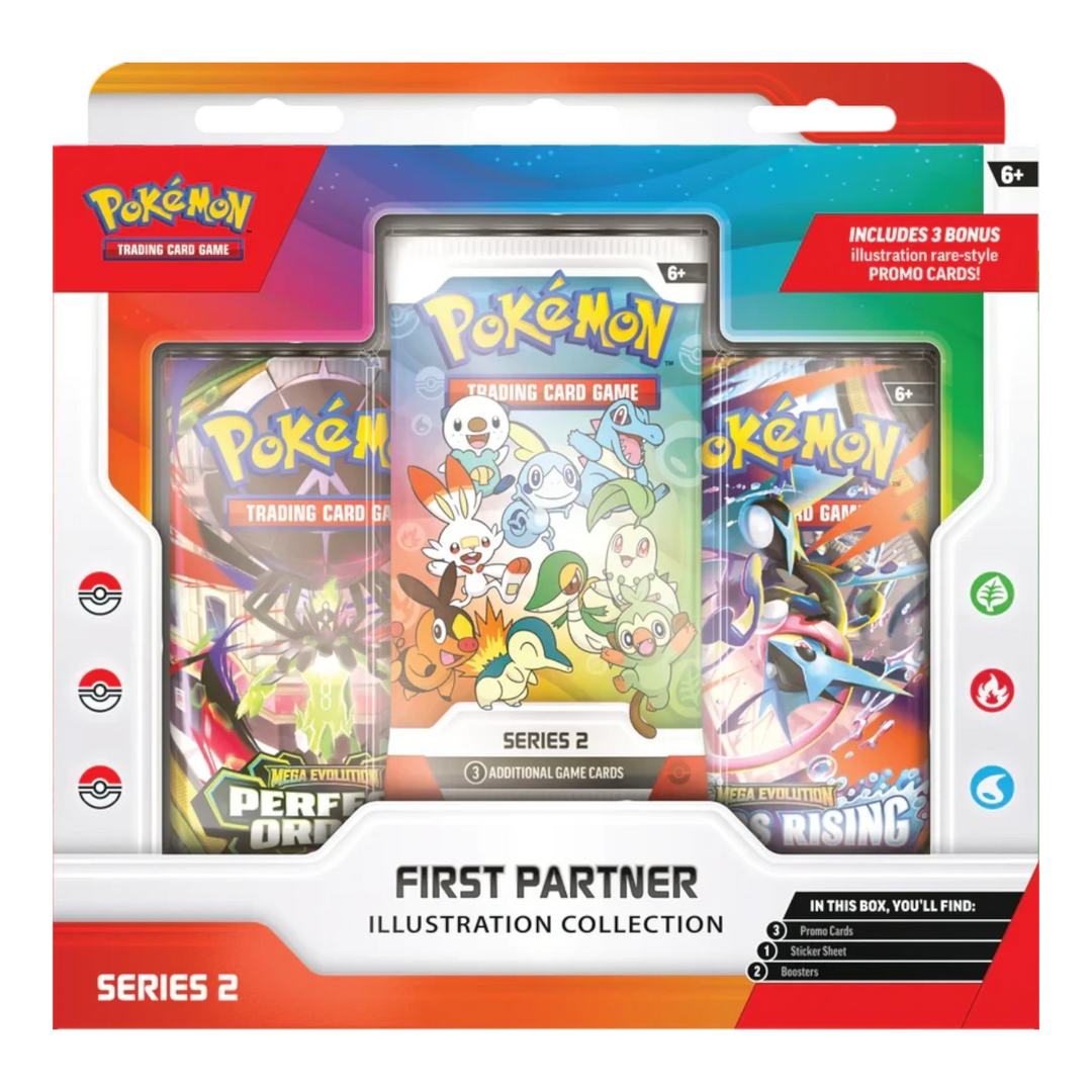 HypeSelection Pokémon TCG First Partner Illustration Collection Series 2 box featuring starter Pokémon promo cards.