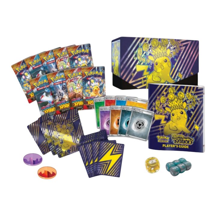 HypeSelection Pokémon TCG Scarlet &amp; Violet Surging Sparks Elite Trainer Box with booster packs, player&