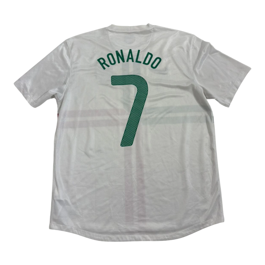HypeSelection Vintage Nike Portugal white soccer jersey with green trim, featuring Ronaldo 7 on the back.