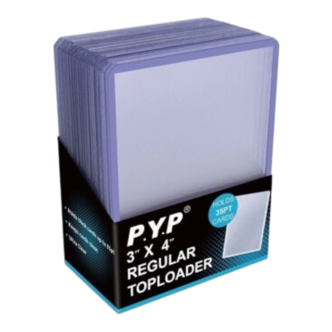 HypeSelection P.Y.P 3" x 4" clear rigid PVC toploaders for standard trading cards up to 35pt. Pack of 25.