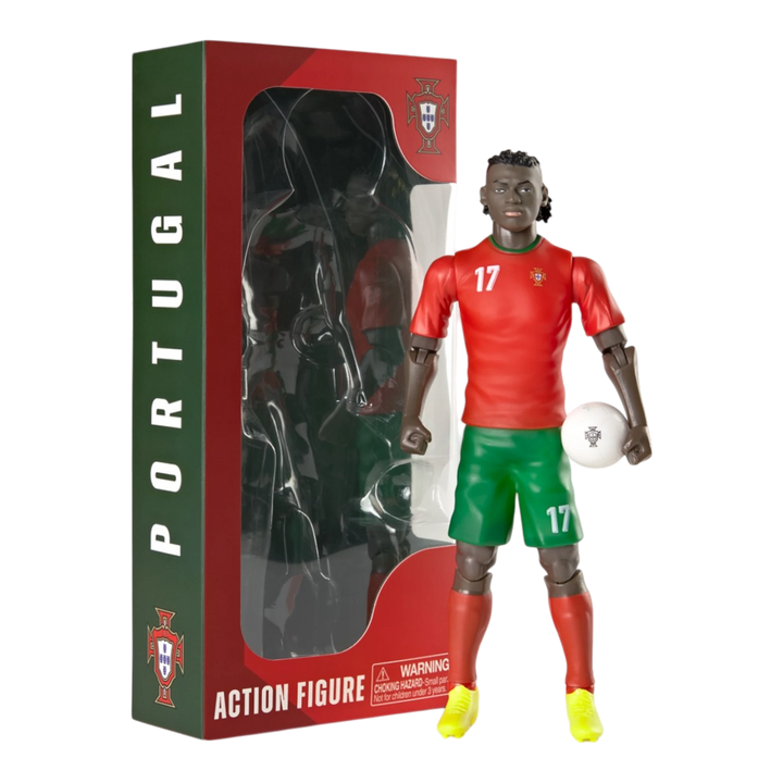 HypeSelection Banbo Toys Sockers 20cm Rafael Leão action figure in Portugal home kit with soccer ball