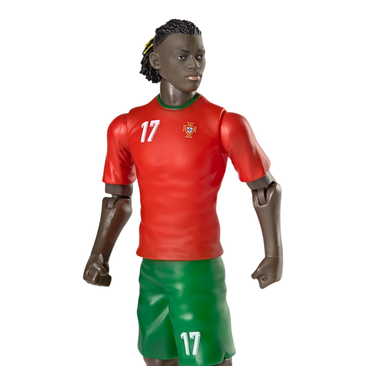 HypeSelection Banbo Toys Sockers Rafael Leão 20cm articulated action figure in Portugal red and green home kit.