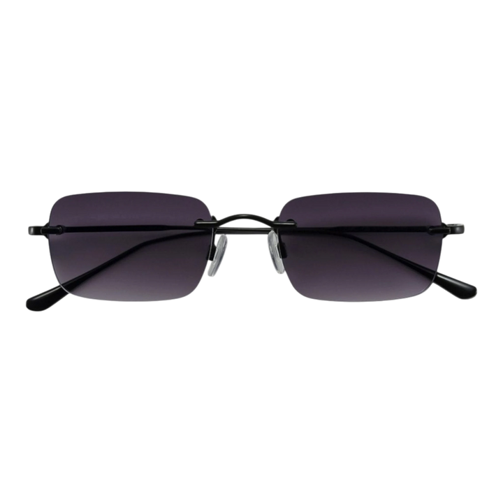 HypeSelection Ryoko AeroFrameless sunglasses in ShadowBlack with a rectangular lens and slim silver-tone metal hardware.