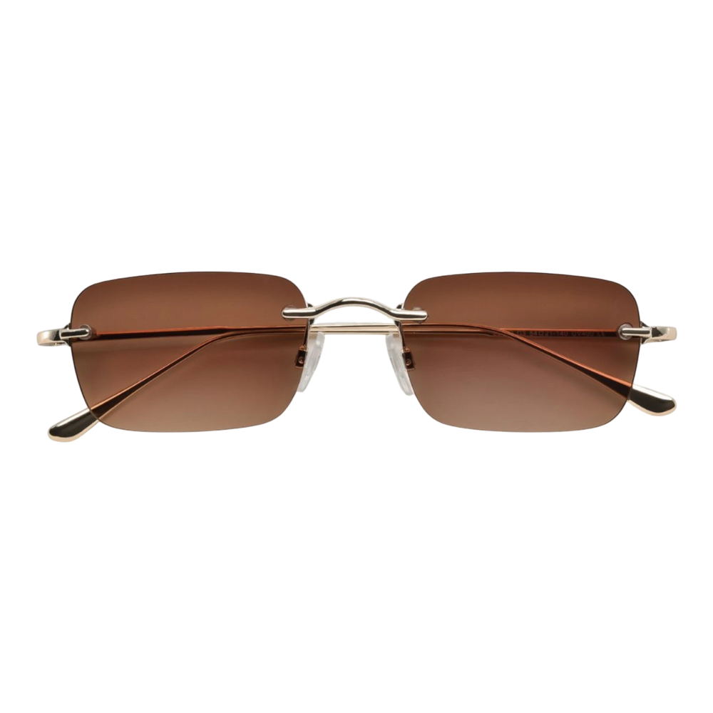 HypeSelection Ryoko AeroFrameless rectangular sunglasses in BronzeGold with a minimal, lightweight metal frame.