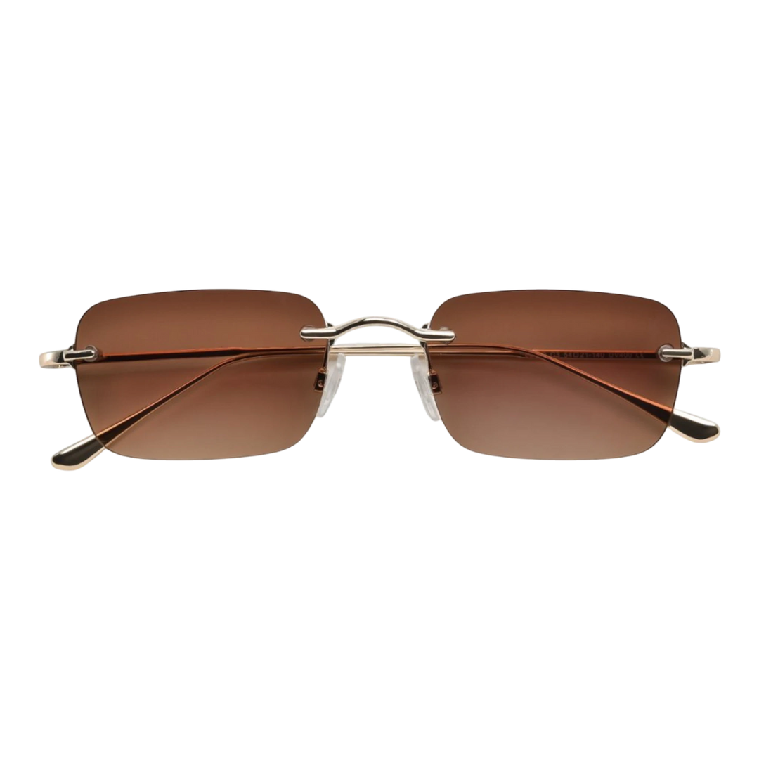HypeSelection Ryoko AeroFrameless rectangular sunglasses in BronzeGold with a minimal, lightweight metal frame.