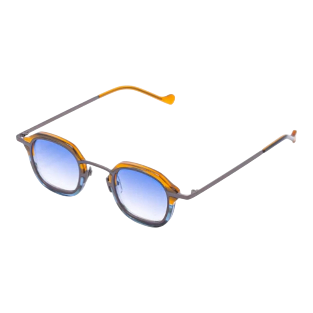 HypeSelection Ryoko CobaltVision sunglasses with brown frames and blue gradient lenses.
