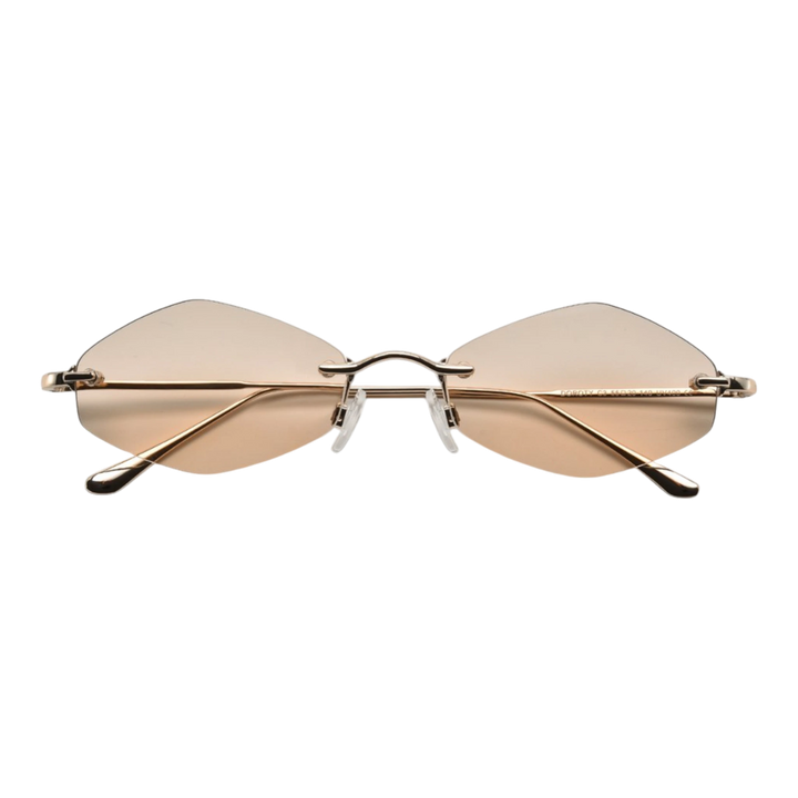HypeSelection Ryoko HaloMuse GoldenVeil eyewear featuring a soft, luminous golden metal frame and 55mm wide lenses.