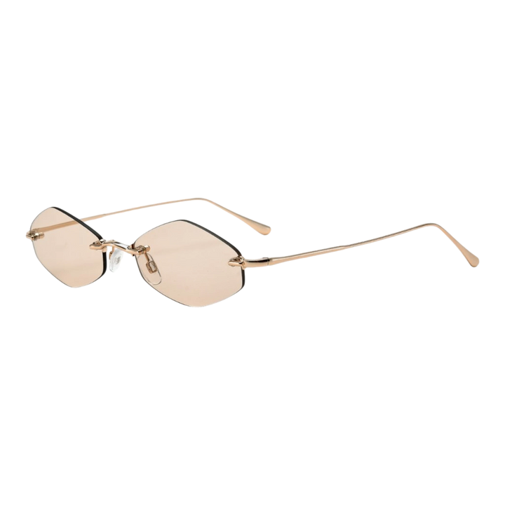 HypeSelection Ryoko HaloMuse GoldenVeil rimless sunglasses with a warm, luminous golden metal frame and 55mm lenses.