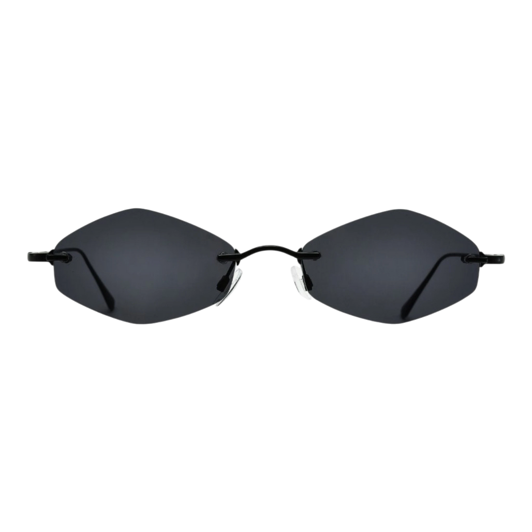 HypeSelection Ryoko HaloMuse glasses in MidnightTide featuring a deep blue-black rimless frame and elegant metal detailing.