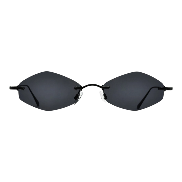 HypeSelection Ryoko HaloMuse glasses in MidnightTide featuring a deep blue-black rimless frame and elegant metal detailing.