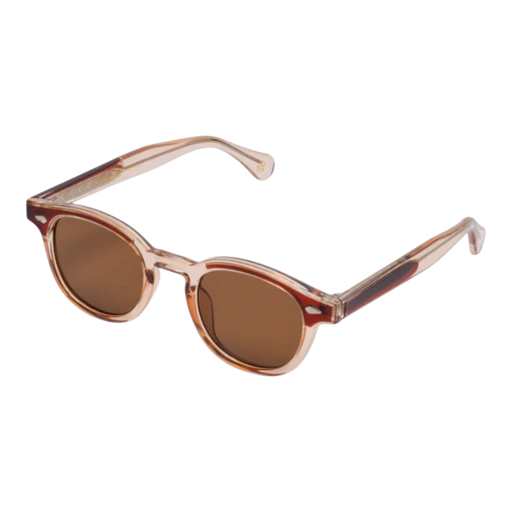 HypeSelection Ryoko IconicGaze sunglasses with dual-toned brown and clear acetate frame and brown lenses.