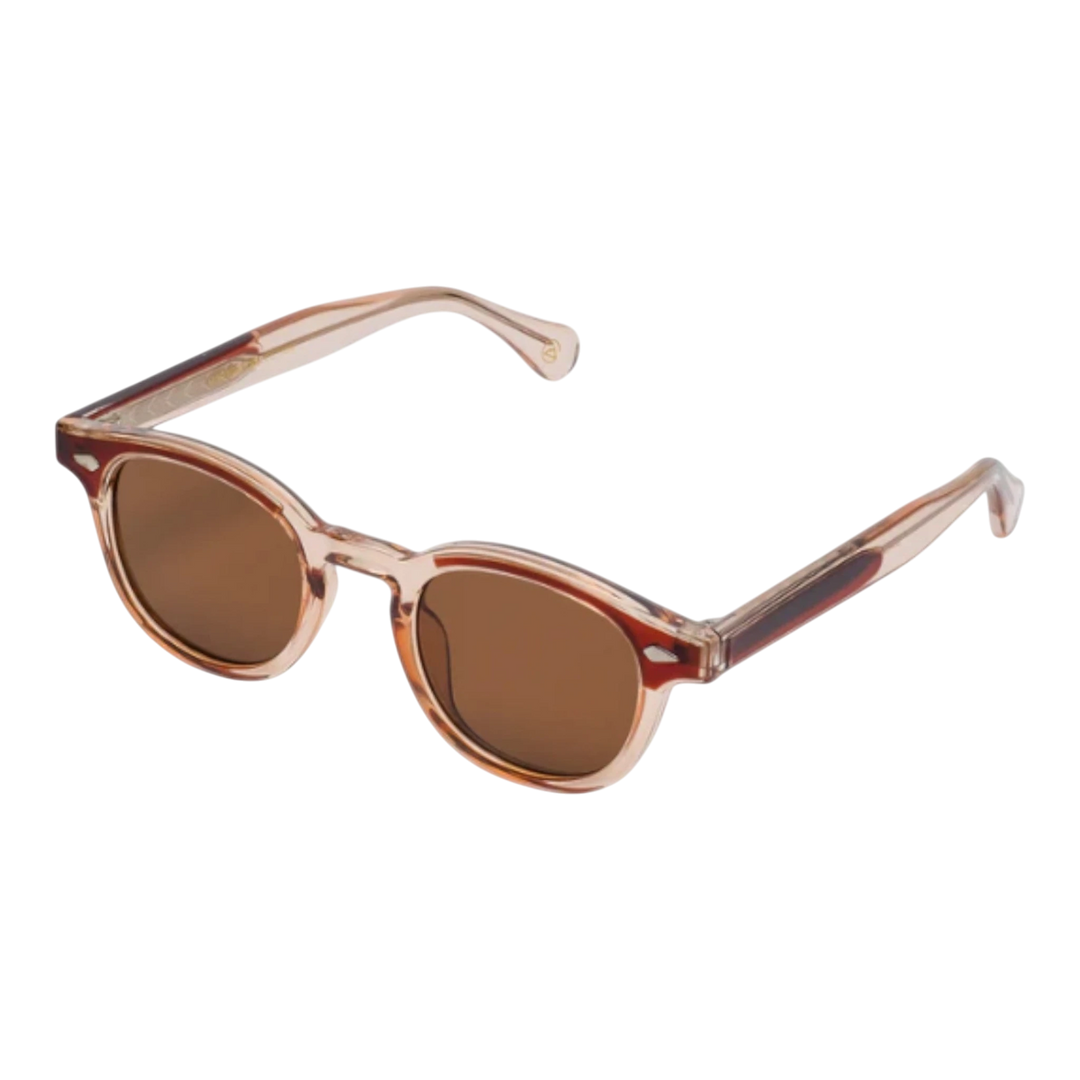 HypeSelection Ryoko IconicGaze sunglasses with dual-toned brown and clear acetate frame and brown lenses.