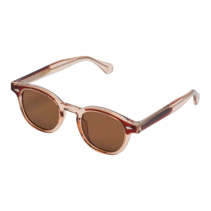 HypeSelection Ryoko IconicGaze sunglasses with dual-toned brown and clear acetate frame and brown lenses.
