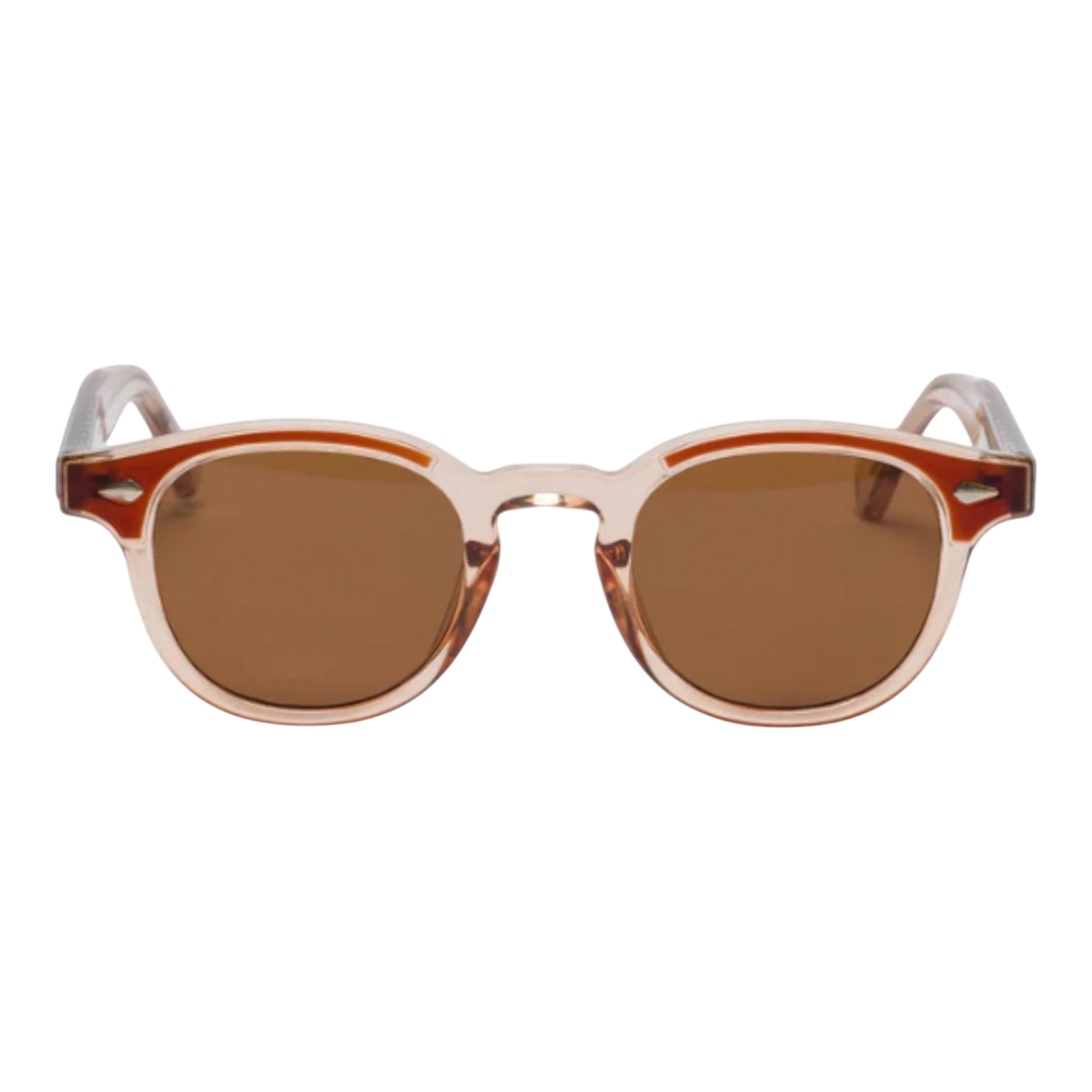 HypeSelection Ryoko IconicGaze sunglasses with dual-toned brown and clear acetate frame and brown lenses.