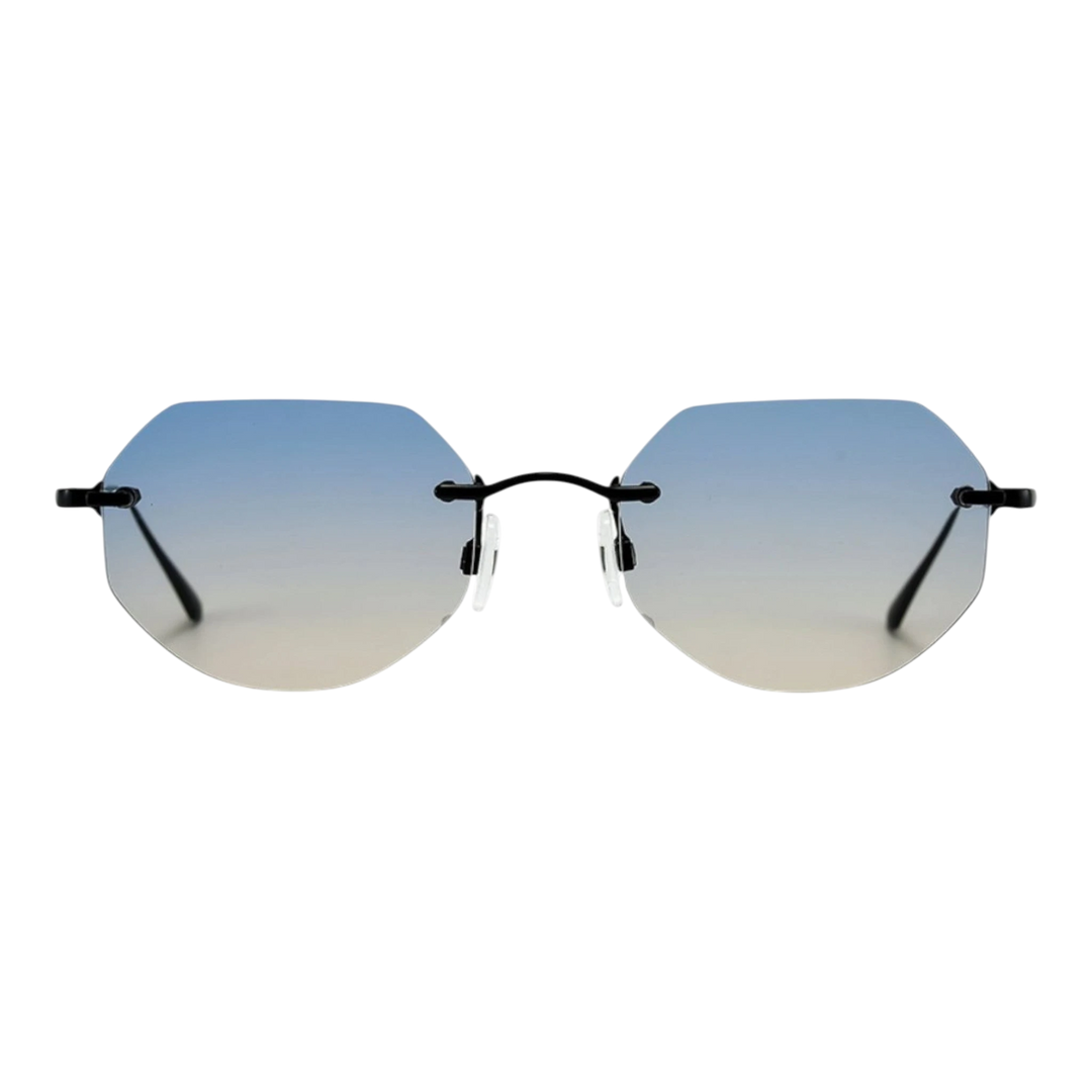 HypeSelection Ryoko NovaEdge BlackIce sunglasses featuring a sleek metal frame and blue gradient lenses.