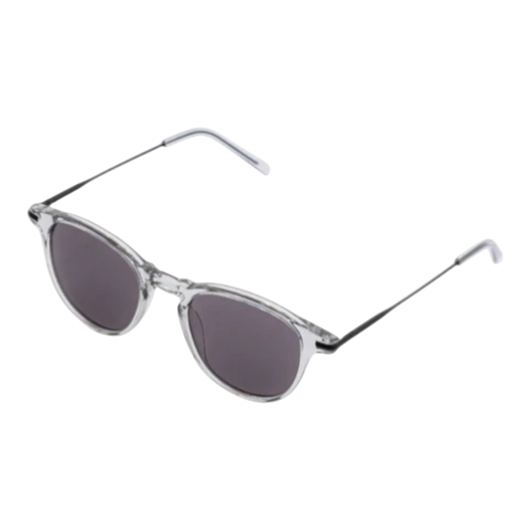 HypeSelection Ryoko RogueVision sunglasses with clear frame and grey lenses. Minimalist, lightweight design for everyday wear.