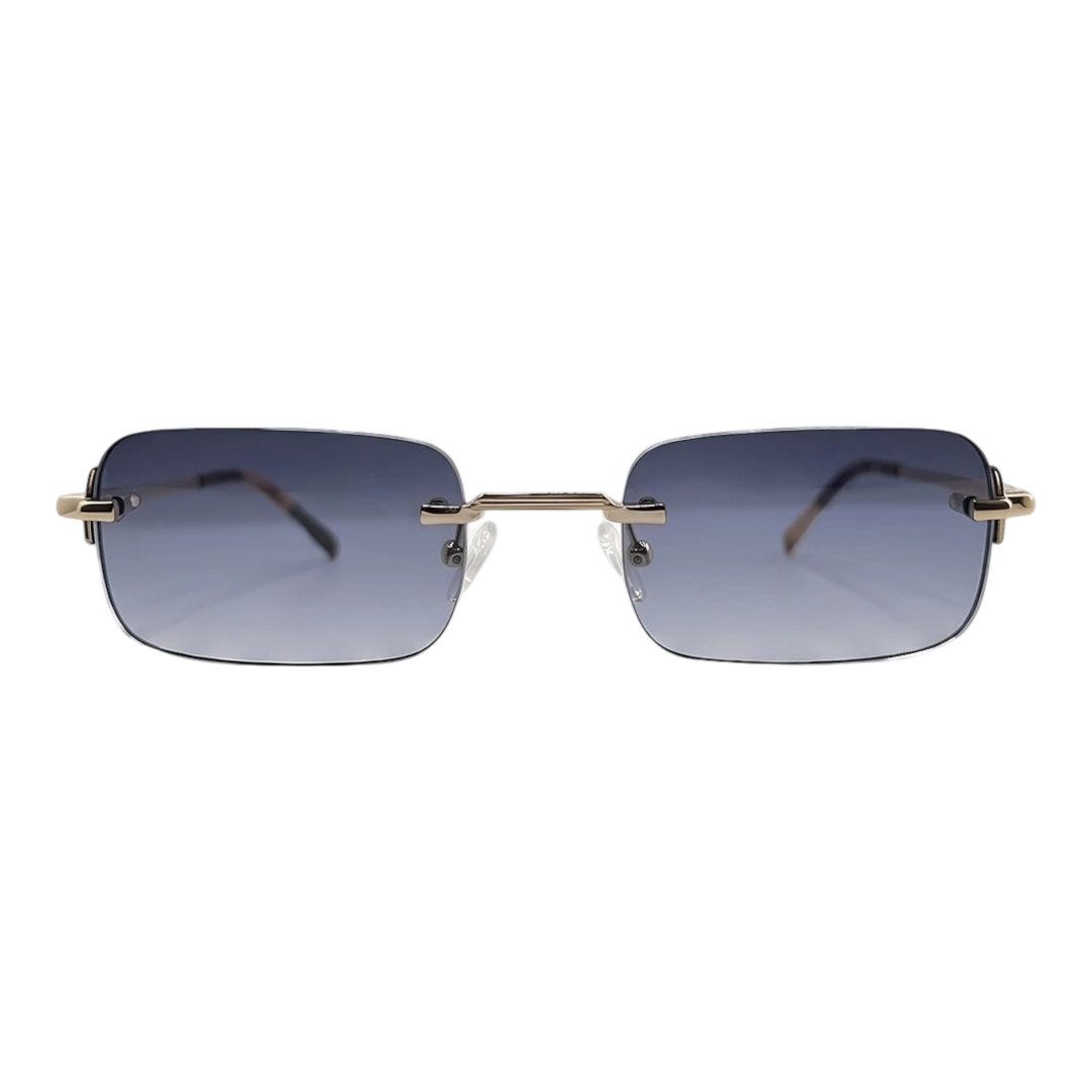 HypeSelection Ryoko UrbanEdge sunglasses in SapphireFade with a rectangular rimless frame and blue gradient lenses.
