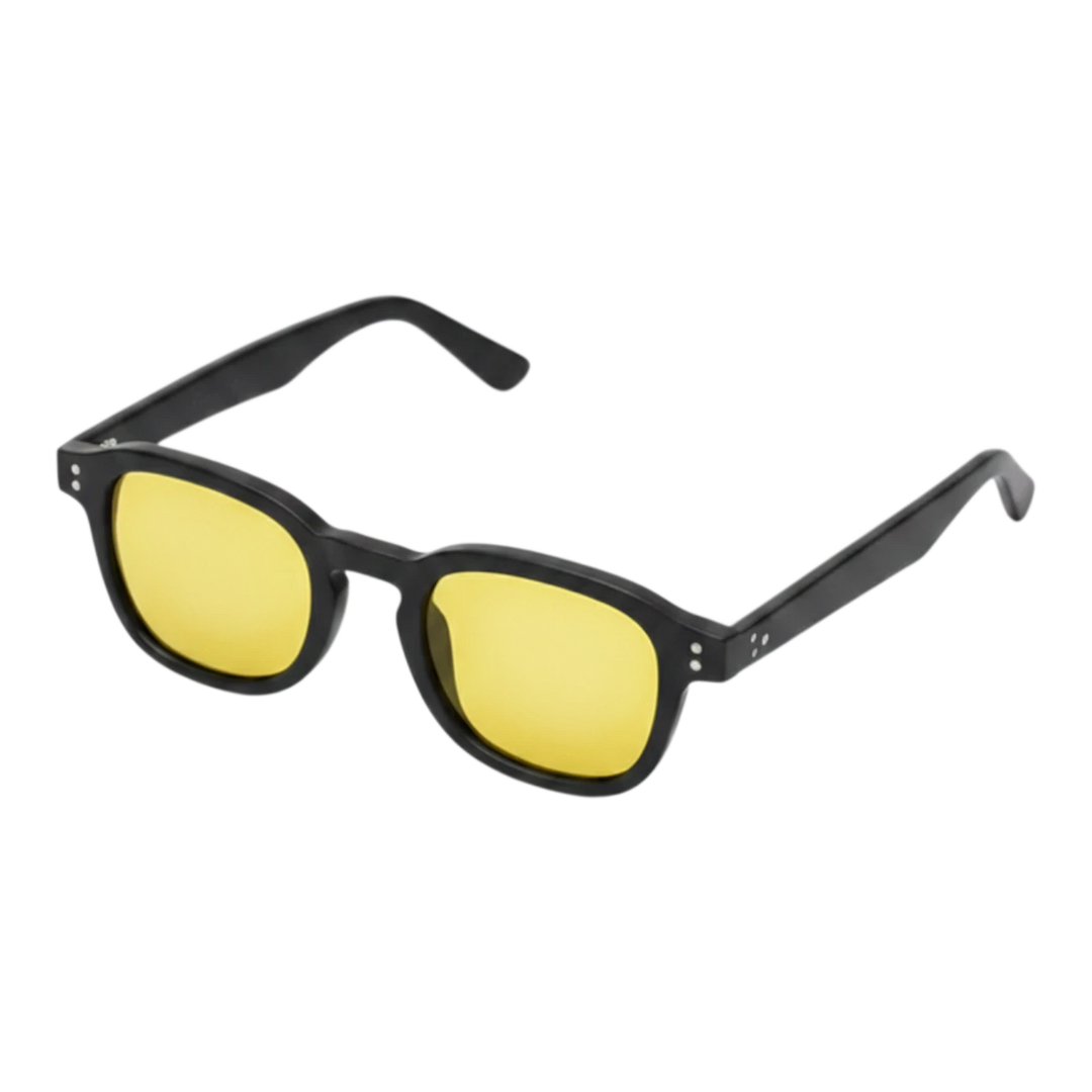 HypeSelection Ryoko ClassicClarity sunglasses with black acetate frames and bright yellow tinted lenses. Retro-inspired, unisex fit.