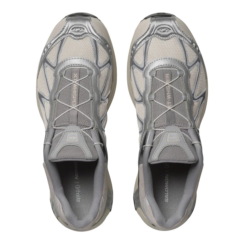 HypeSelection Salomon XT-Whisper sneakers in silver and lunar rock with mesh and metallic overlays and Quicklace system.
