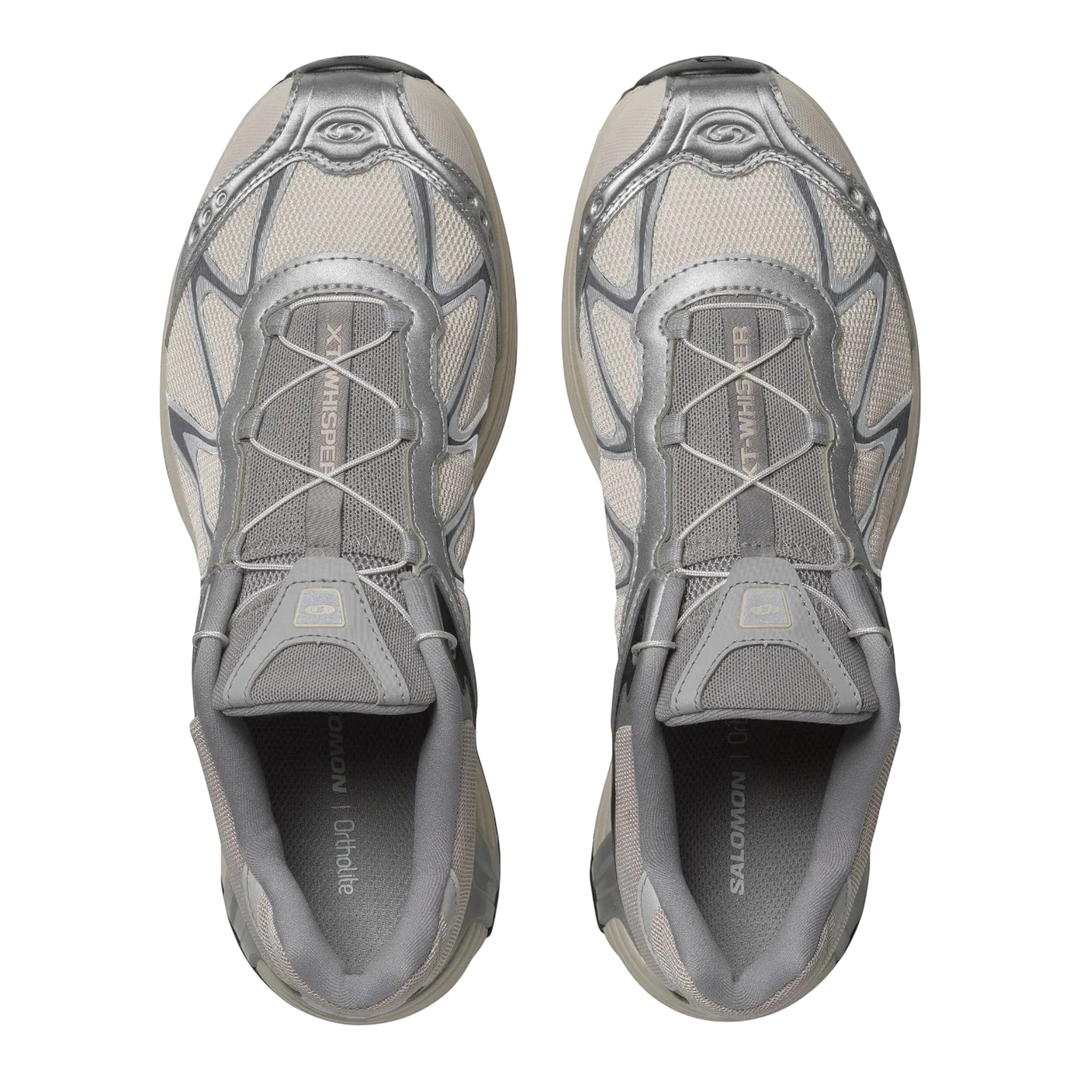 HypeSelection Salomon XT-Whisper sneakers in silver and lunar rock with mesh and metallic overlays and Quicklace system.
