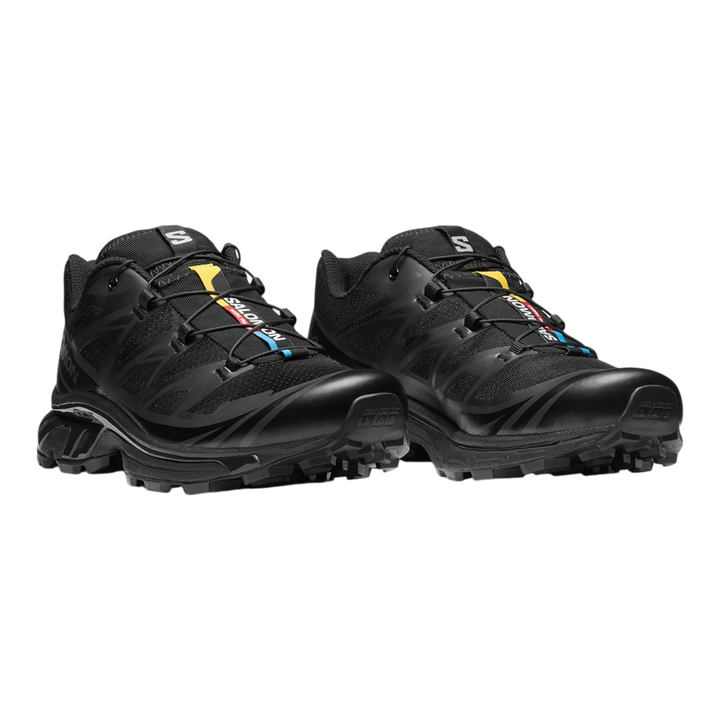 HypeSelection Salomon XT6 black trail running shoes with Quicklace system and cushioned midsole.