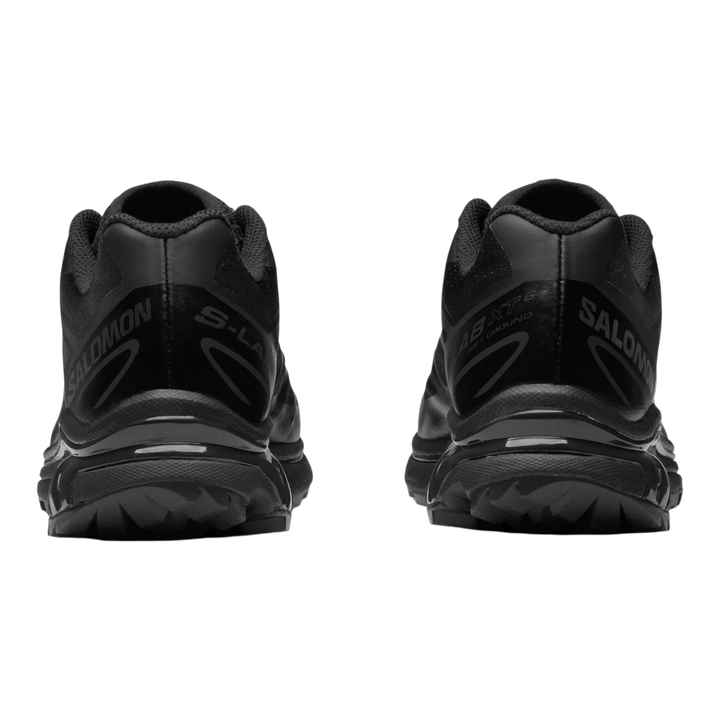 HypeSelection Salomon XT6 trail running shoes in black with tonal branding and Quicklace system.