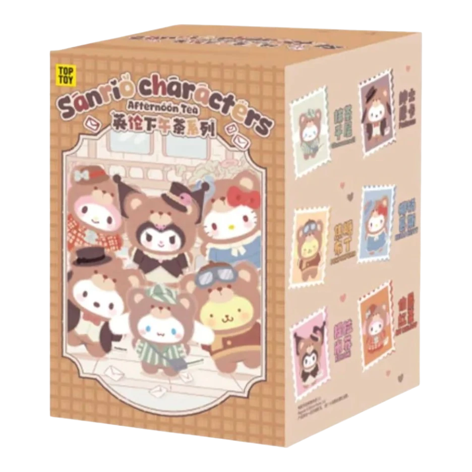 HypeSelection Sanrio characters Afternoon Tea blind box featuring plush toys dressed in bear costumes and hats.