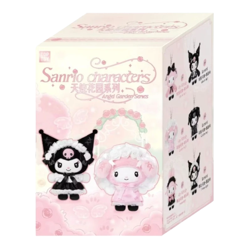 HypeSelection TopToy Sanrio Characters Angel Garden blind box featuring Kuromi and My Melody plush toys with vinyl faces and angel wings.