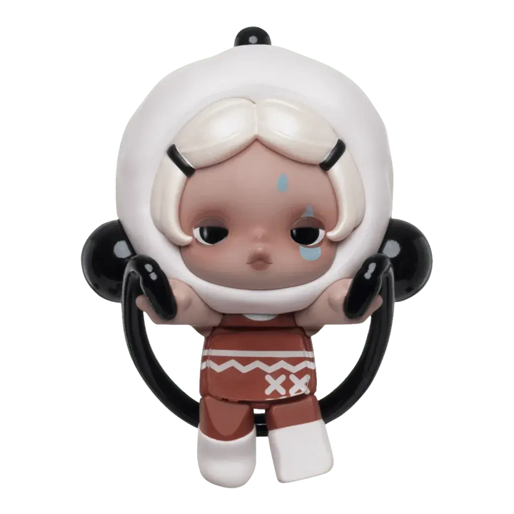 HypeSelection Skullpanda Off Mode series PVC mini figure with white hood and brown outfit featuring a tear detail
