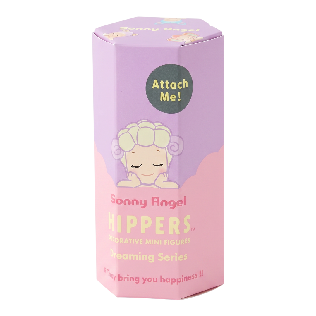 HypeSelection Sonny Angel Hippers Dreaming Series blind box in pastel pink and purple packaging with sleeping figure art