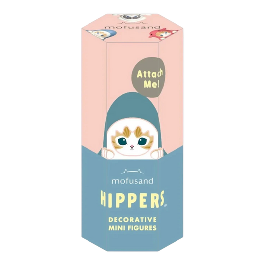 HypeSelection Sonny Angel Mofusand HIPPERS blind box featuring a cute cat peeking out, designed for decorative mini figures.