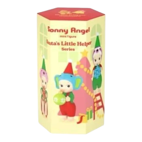 HypeSelection Sonny Angel Santa's Little Helper Series blind box featuring elf-themed figures and Christmas decorations.