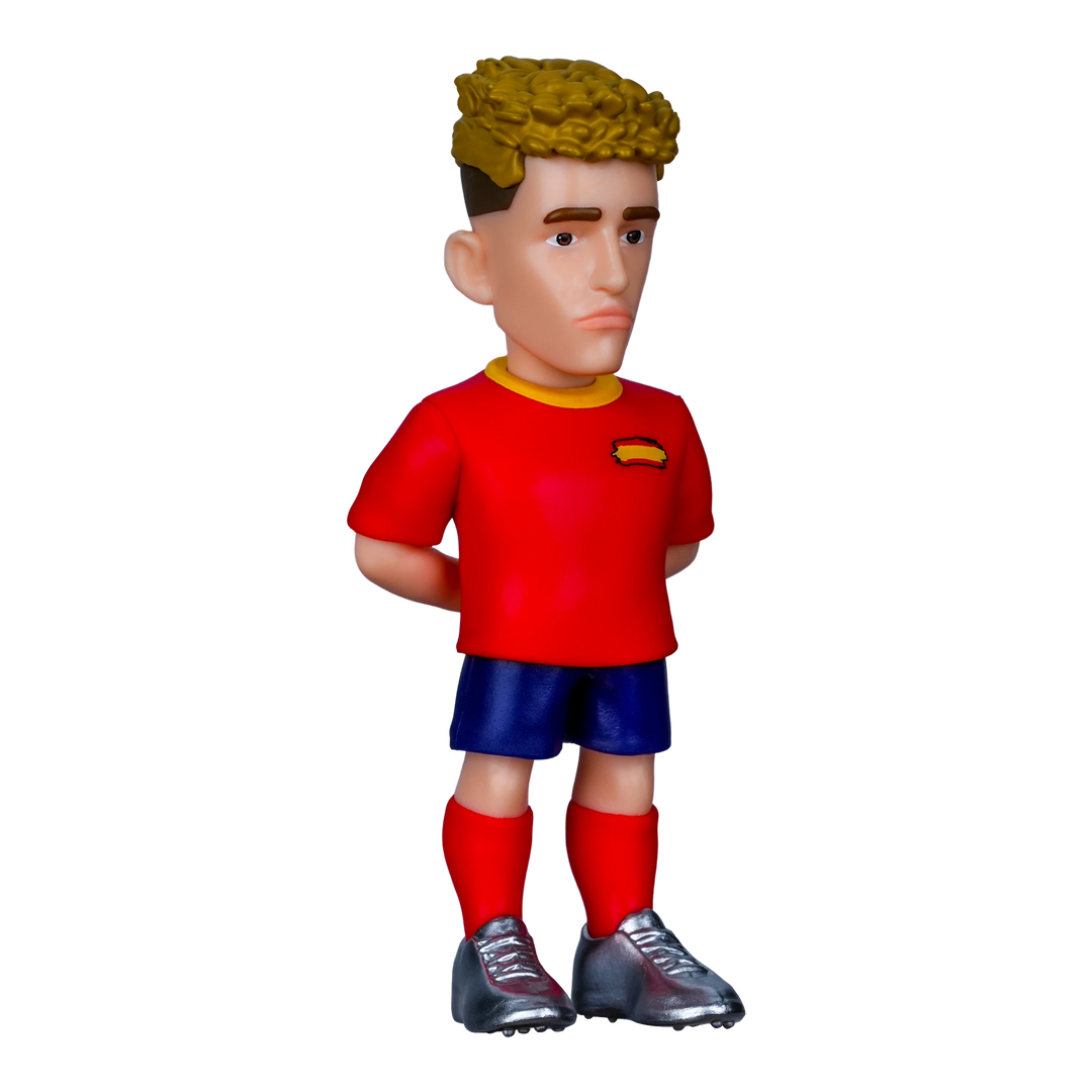 HypeSelection Minix PVC collectible figure of a Spain national football player in a red jersey and blue shorts.