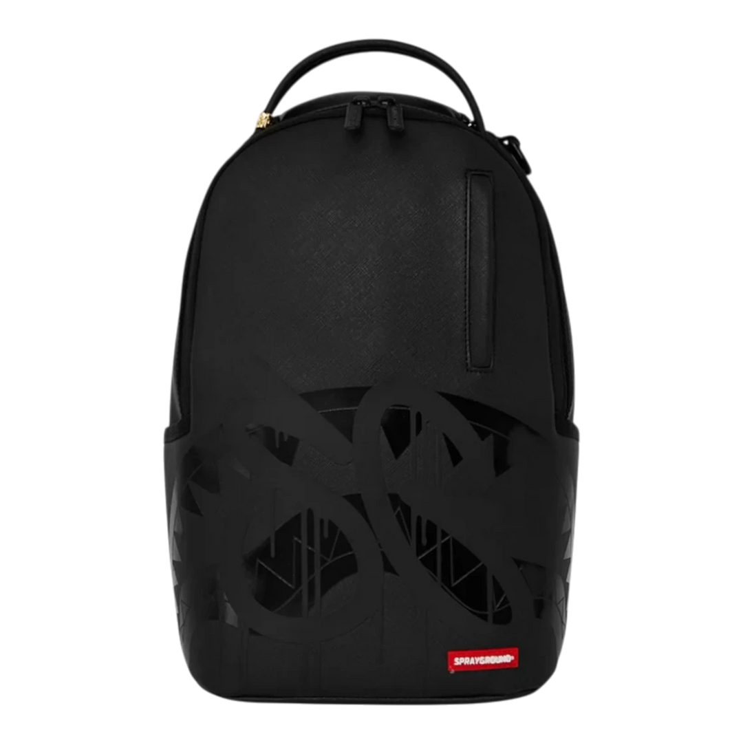 HypeSelection Sprayground Lux Black Ghost Drip mini backpack in black with signature graphic detailing